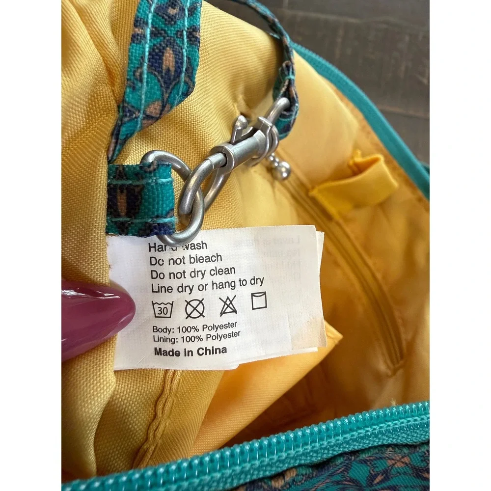 Baggallini Teal Geometric Print Crossbody Bag with Matching Wristlet Pouch Set